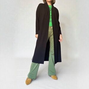 MaxSport Long Black Knit Cardigan Coat — Minimalist Duster Jacket (S)
